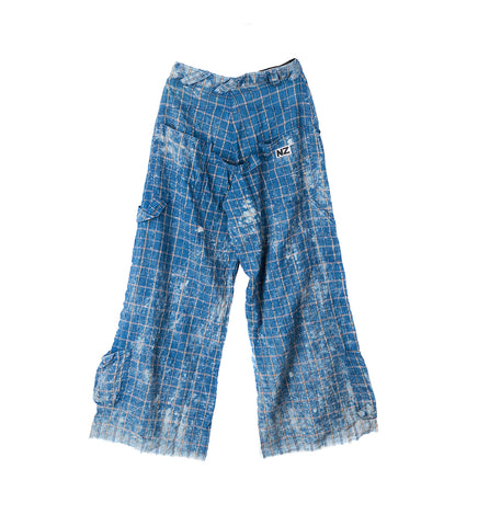 TREATED PANTS BLUE CHECKED