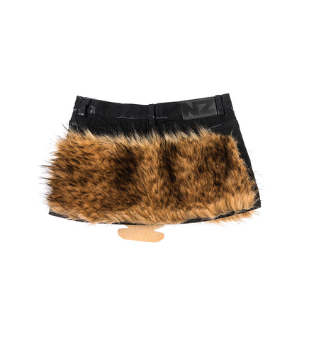 ALIEN FUR SKIRT BROWN/GREY