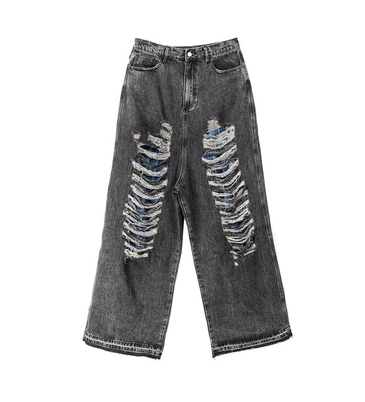 DISTRESSED JEANS BLACK/MULTI