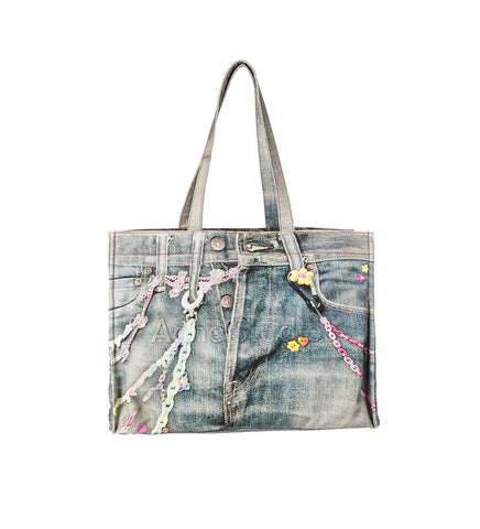 LOGO SHOULDER TOTE BAG MID BLUE