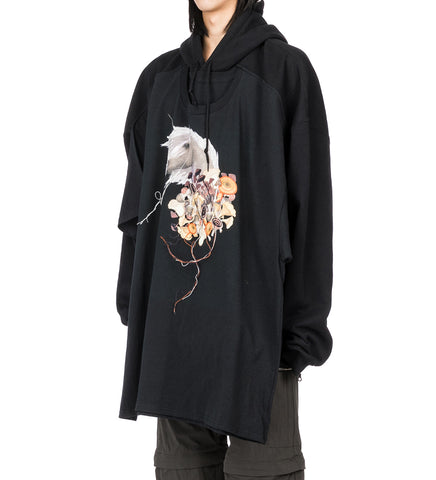 MYCELIUM PONY DOUBLE HOODIE BLACK