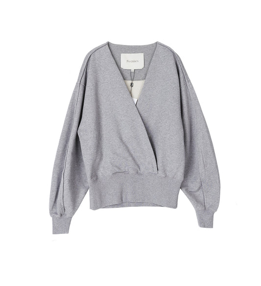 ROUNDED WRAP SWEATSHIRT GREY MELANGE