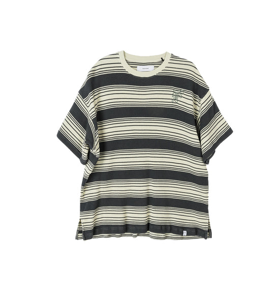 WAFFLE KNIT TEE CHARCOAL/MINT
