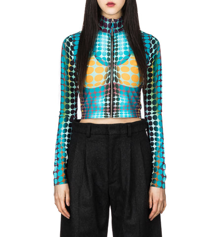 THE BLUE DOTS HIGH NECK PRINT TOP