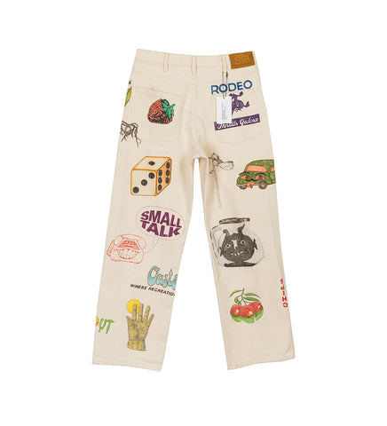 HAND DRAWN JEAN CUT TROUSER WHITE