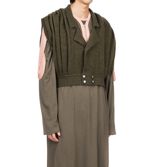 ORSON KNITTED VEST SHINY ARMY GREEN