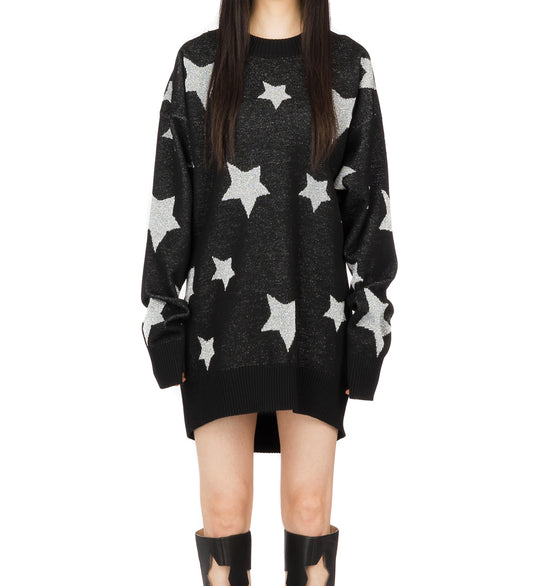 OVERSIZED MULTI STAR LS JUMPER BLACK / WHITE