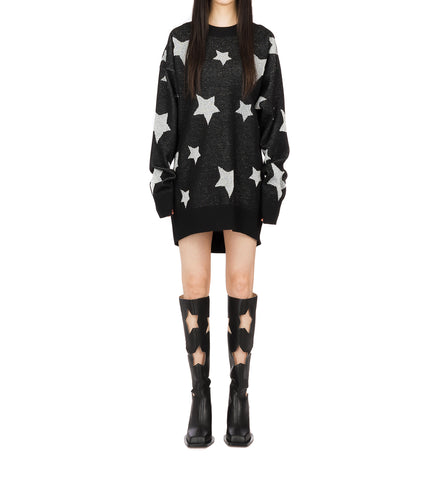 OVERSIZED MULTI STAR LS JUMPER BLACK / WHITE