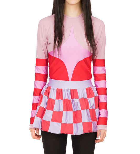 PATCHWORK CYCLING TOP RED / PINK