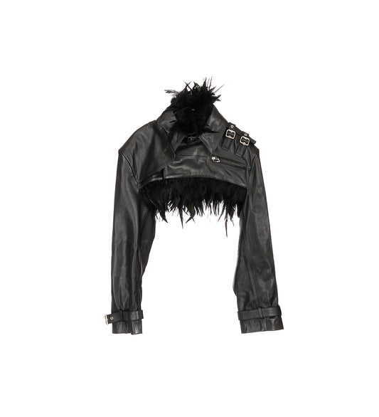 JEAN PAUL GAULTIER X SHAYNE OLIVER THE CROPPED LEATHER JACKET BLACK