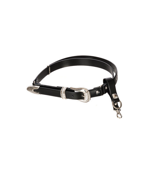 METAL BUCKLE BELT WITH KEY RING