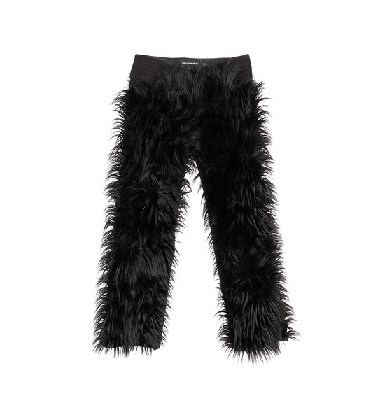 FUR DENIM TROUSERS BLACK