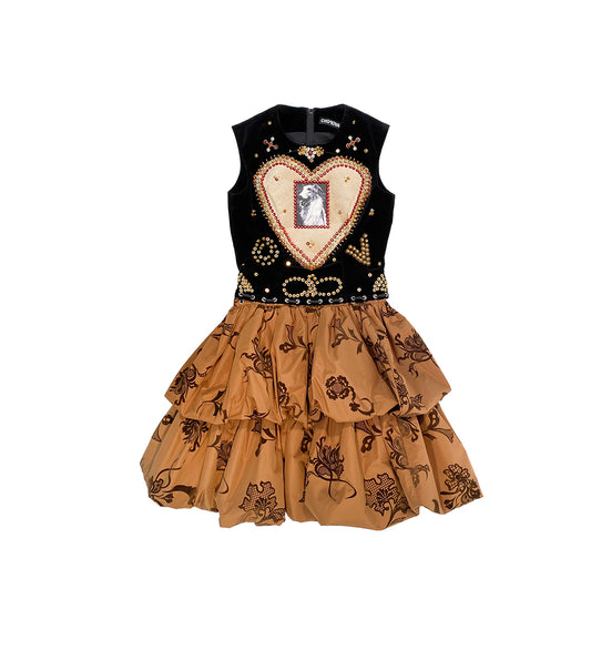 ACE BEADED DOG DRESS BLACK / BROWN