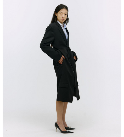 DOUBLE SUIT JACKET COAT BLACK