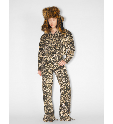 CHAPKA WITH LEOPARD FAUX FUR BLACK