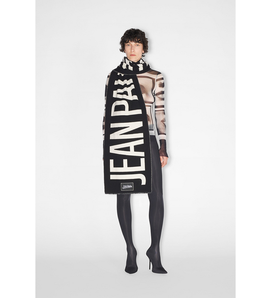 LOGO WOOL SCARF BLACK/WHITE