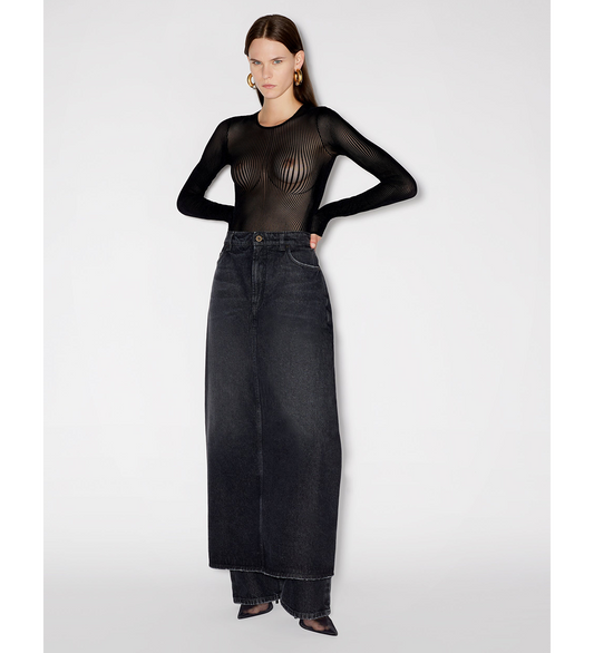 DENIM SKIRT PANT VINTAGE BLACK