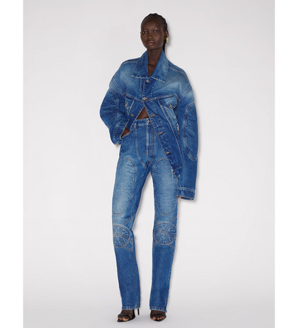 LACING DENIM JEAN VINTAGE BLUE