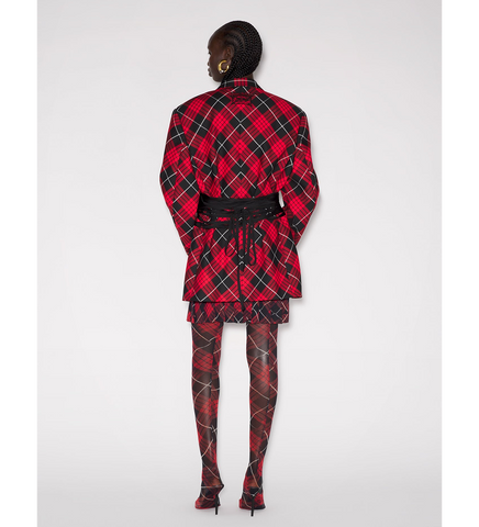 TARTAN TAILORED JACKET WITH LACING RED/BLACK/WHITE