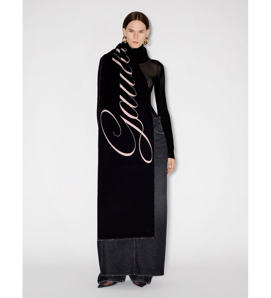 GAULTIER SIGNATURE SCARF BLACK/PALEPINK