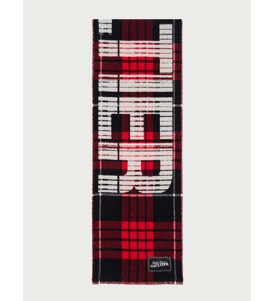 GAULTIER TARTAN WOOL SCARF RED/BLACK/WHITE