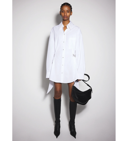 SHIRT DRESS WITH CHAIN WHITE