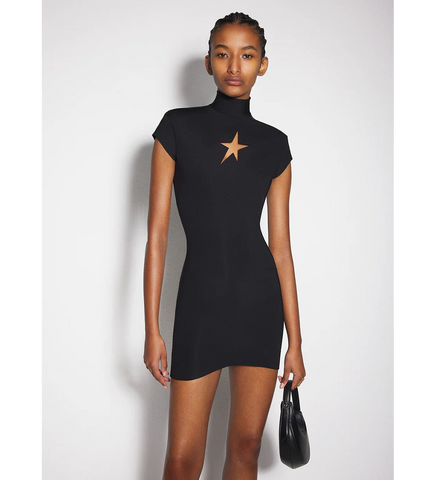 STAR CUTOUT MINI DRESS BLACK