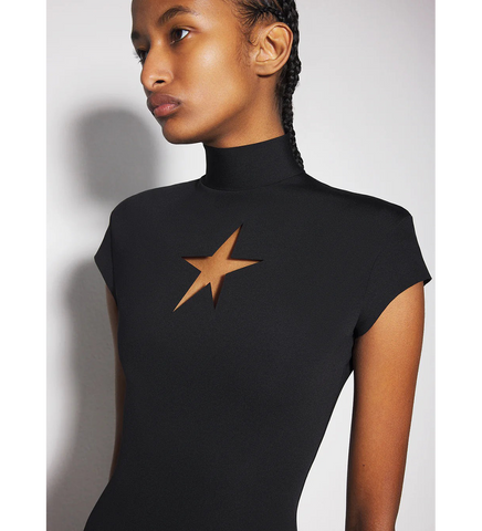 STAR CUTOUT MINI DRESS BLACK