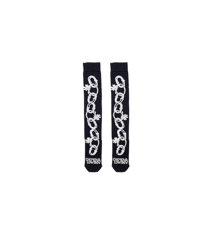 CHAIN LINK LONG SOCKS BLACK & WHITE