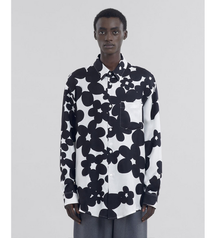 FLOWER PRINTED SHIRT BLACK/WHITE