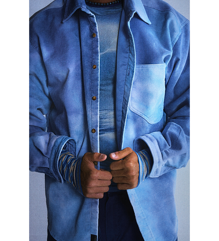 TIE-DYE CORDUROY OVERSHIRT BLUE