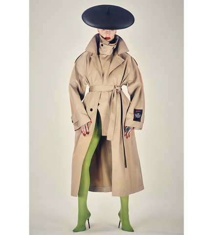 COTTON TWILL DECONSTRUCTED TRENCH WITH BODY DETAILS BEIGE