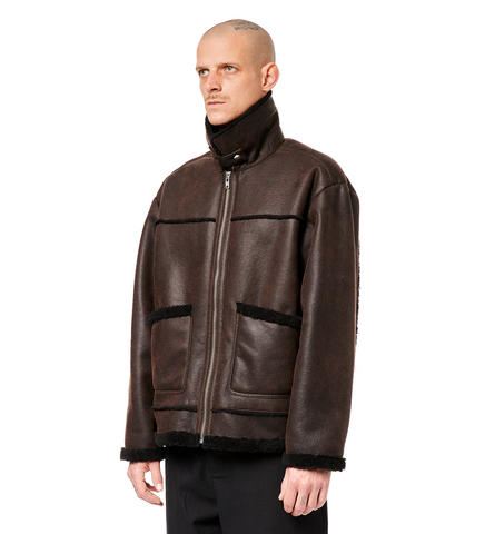 FAUX SHEARLING COAT BROWN