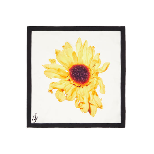 SUNFLOWER PRINT SCARF WHITE/BLACK