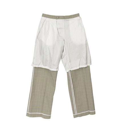 ORMA REVERSIBLE TROUSER YELLOW CHECK / B&W PINSTRIPE